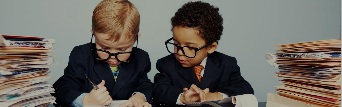 two boys acting as financial advisors