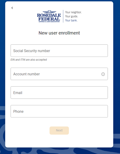 new user enrollment screenshot