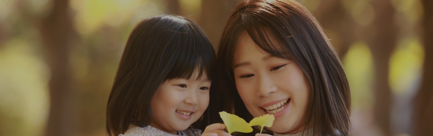 Smiling mother and daughter